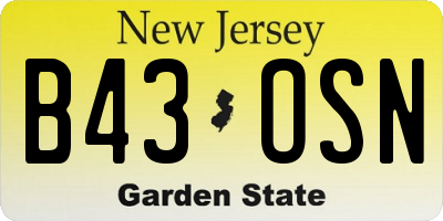 NJ license plate B43OSN