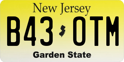 NJ license plate B43OTM
