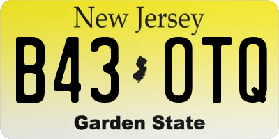 NJ license plate B43OTQ