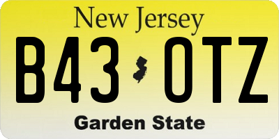 NJ license plate B43OTZ