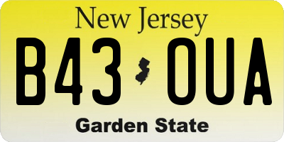 NJ license plate B43OUA
