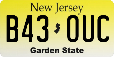 NJ license plate B43OUC