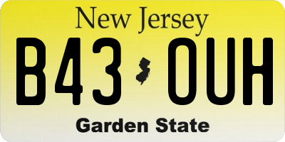 NJ license plate B43OUH