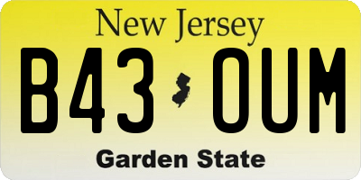 NJ license plate B43OUM