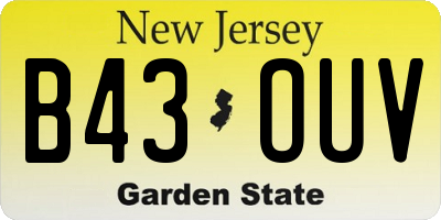 NJ license plate B43OUV