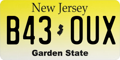 NJ license plate B43OUX