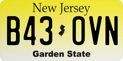 NJ license plate B43OVN