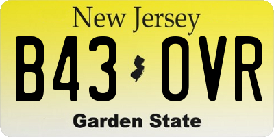 NJ license plate B43OVR