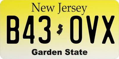 NJ license plate B43OVX