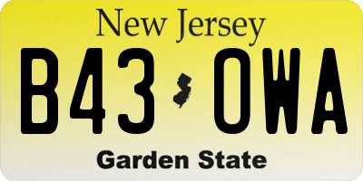 NJ license plate B43OWA