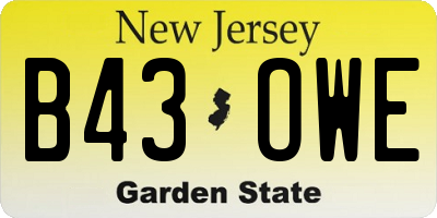 NJ license plate B43OWE