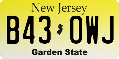 NJ license plate B43OWJ