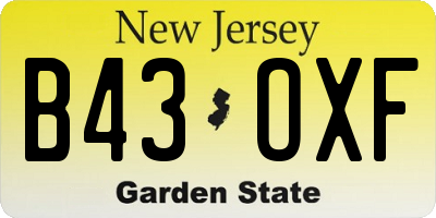 NJ license plate B43OXF