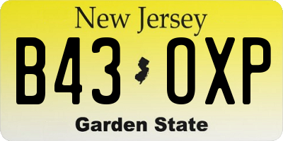 NJ license plate B43OXP