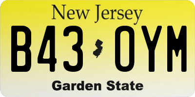 NJ license plate B43OYM