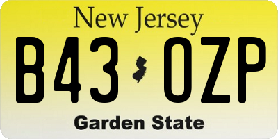 NJ license plate B43OZP