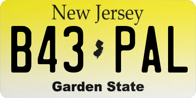 NJ license plate B43PAL