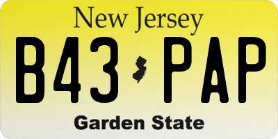 NJ license plate B43PAP