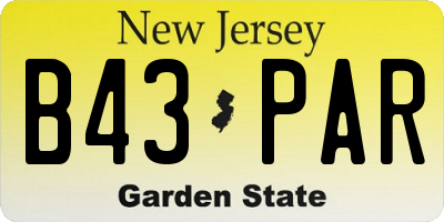 NJ license plate B43PAR