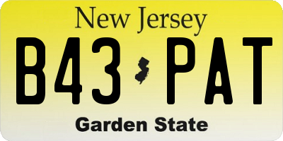 NJ license plate B43PAT