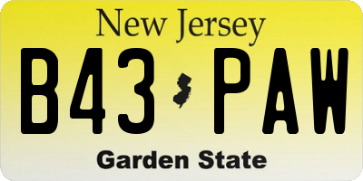 NJ license plate B43PAW