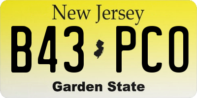 NJ license plate B43PCO