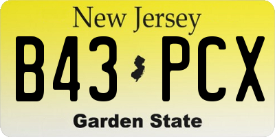 NJ license plate B43PCX