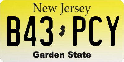 NJ license plate B43PCY