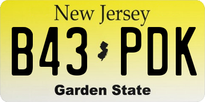 NJ license plate B43PDK