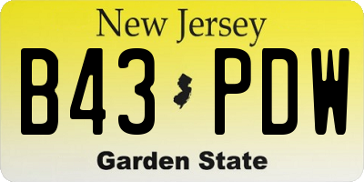 NJ license plate B43PDW