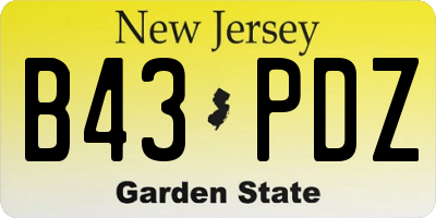 NJ license plate B43PDZ