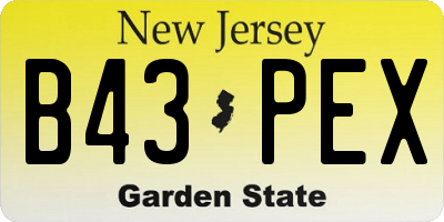 NJ license plate B43PEX