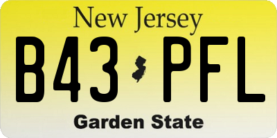 NJ license plate B43PFL