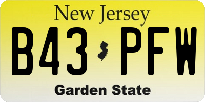NJ license plate B43PFW