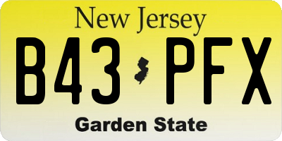NJ license plate B43PFX