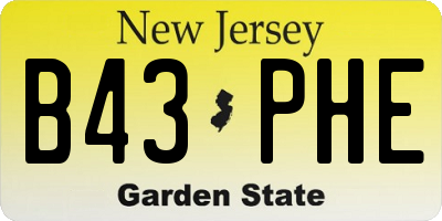 NJ license plate B43PHE