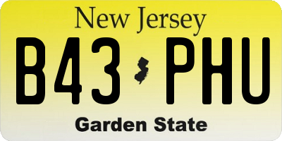 NJ license plate B43PHU