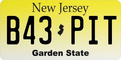 NJ license plate B43PIT