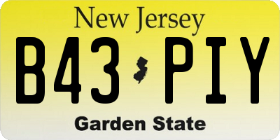 NJ license plate B43PIY