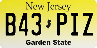NJ license plate B43PIZ