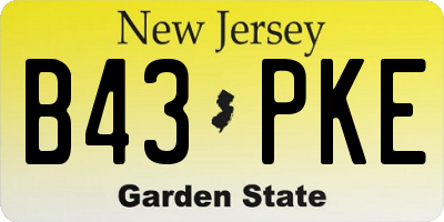 NJ license plate B43PKE
