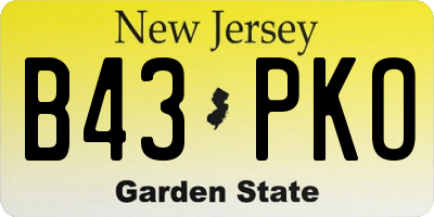 NJ license plate B43PKO