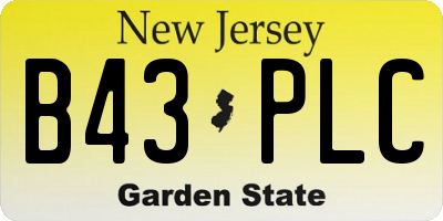 NJ license plate B43PLC