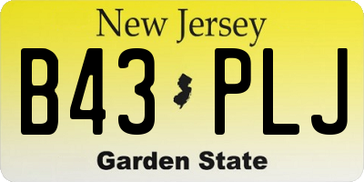 NJ license plate B43PLJ