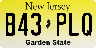 NJ license plate B43PLQ