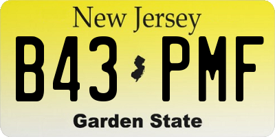 NJ license plate B43PMF