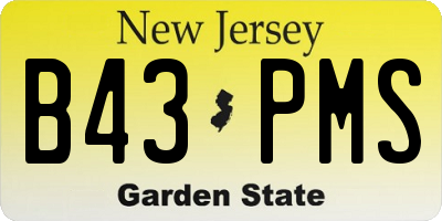 NJ license plate B43PMS
