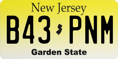 NJ license plate B43PNM