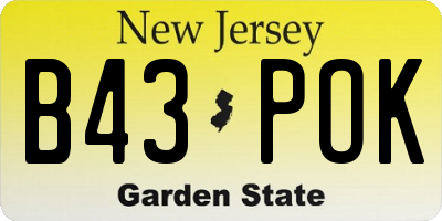 NJ license plate B43POK
