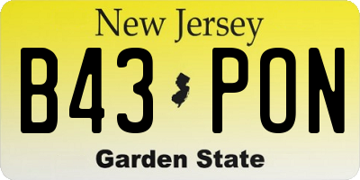 NJ license plate B43PON